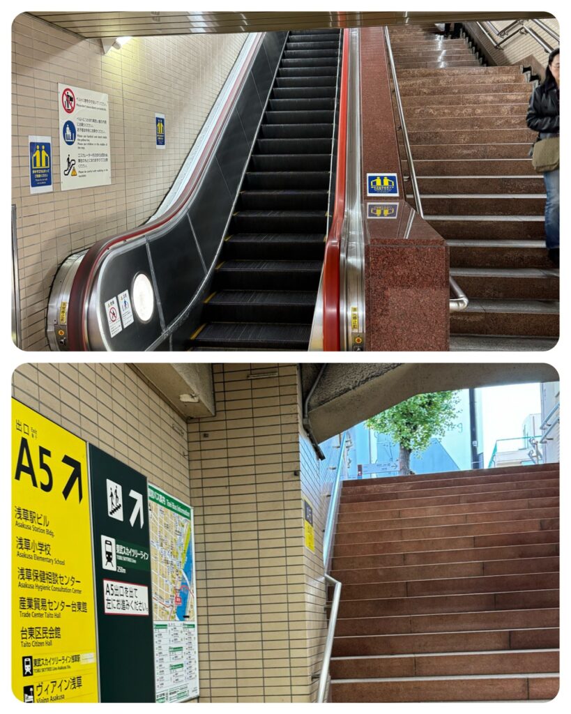 escalator, stairs